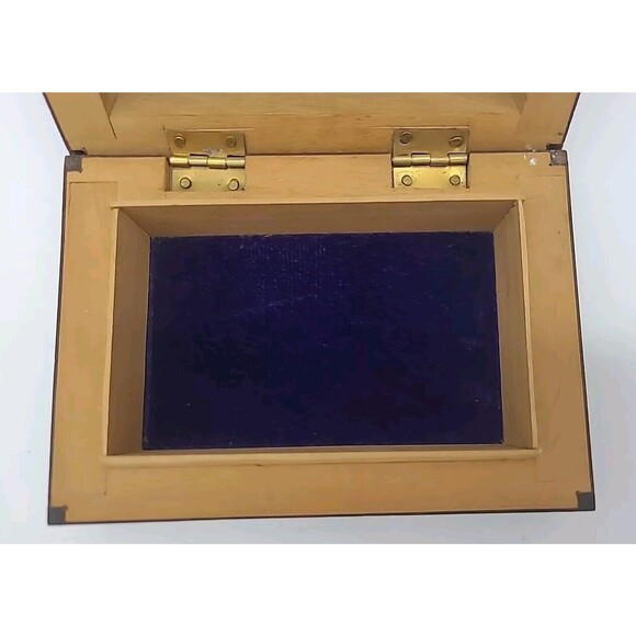 Trinket Box Elephant Tree Wooden Carved Inlaid 5" Box Trinket Box Lined - Picture 9 of 11